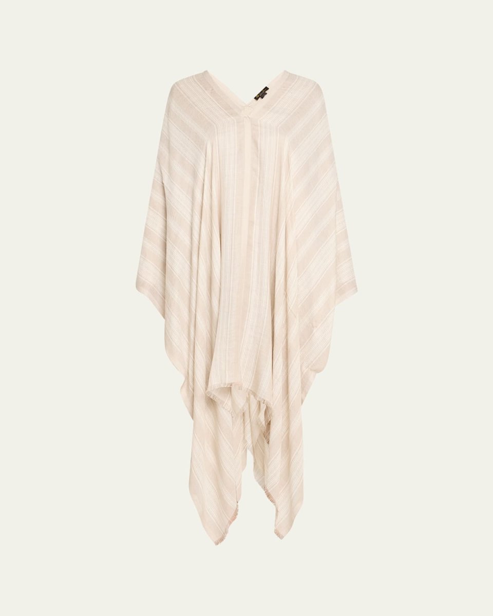Aida Suitcase Stripe Silk Linen Poncho